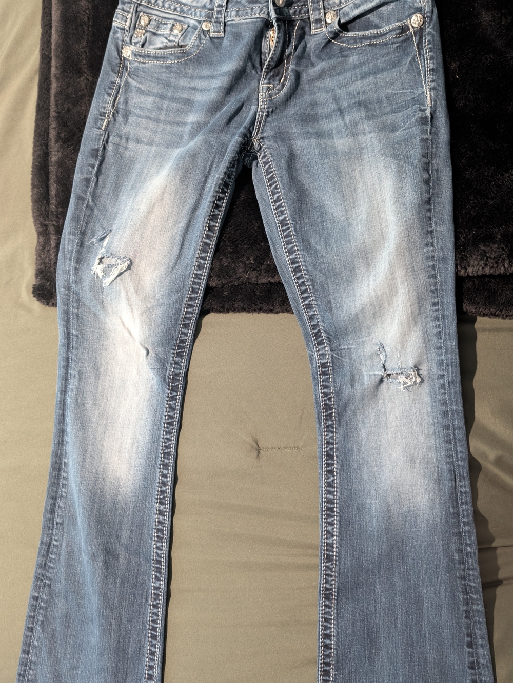 Miss Me Light Blue Distressed Boot Cut Jeans